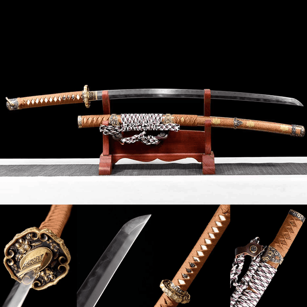 Description SPECIFICATIONS Blade color	  silver with Hamon   Material	1095 Guard (Tsuba )	Eight grinding steps Scabbard (Saya )	 Qingpi wood (painted) Handle (tsuka )	  strip winding    DIMENSIONS Length with scabbard	40.94(in) Length of the blade	27.95(in) Blade thickness	0.27(in) Length of the handle	10.63(in) Width of the blade	1.25(in)  If you are not satisfied with your goods, you can return them within 30 days. Click here to view our return policy.  Not sure how to choose your size? Click here to re